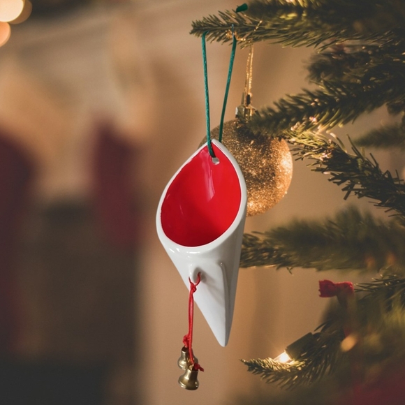 Elegant White and Red Holiday Ornament - Picture 1 of 5